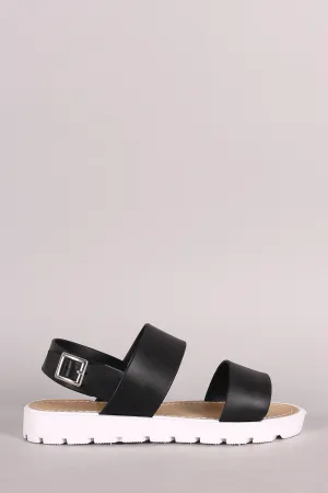 Wild Diva Double Band Slingback Flat Sandal