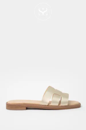 XTI 143867 GOLD LOW BLOCK HEEL SLIDER SANDALS